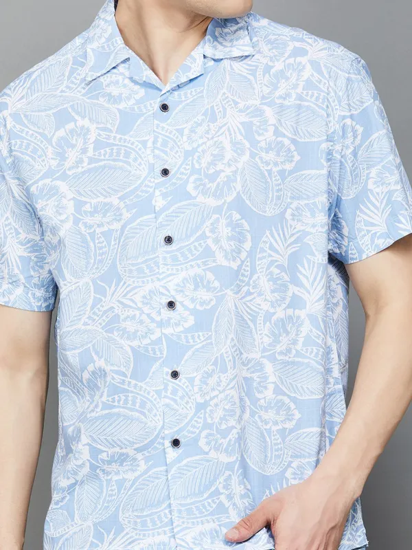 PEPE printed mint blue cotton shirt