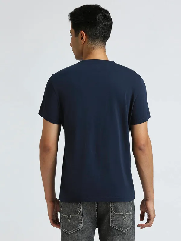 PEPE printed navy cotton slim fit t-shirt