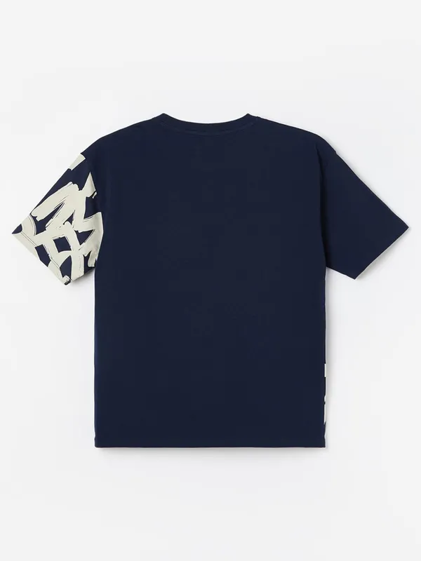 PEPE printed navy t-shirt in cotton fabric