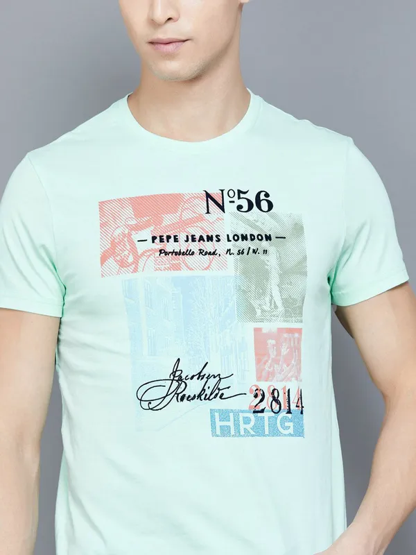 PEPE printed sea green t-shirt
