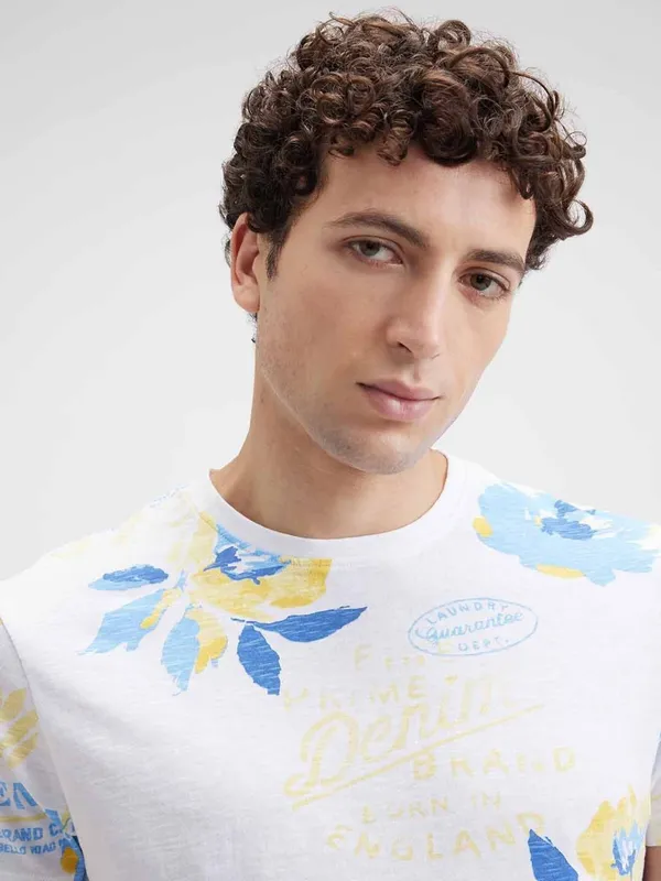 PEPE printed white cotton slim fit mens t-shirt