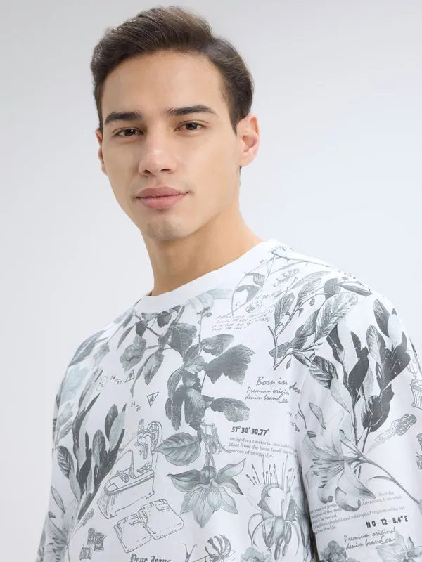 PEPE printed white cotton slim fit t-shirt for men