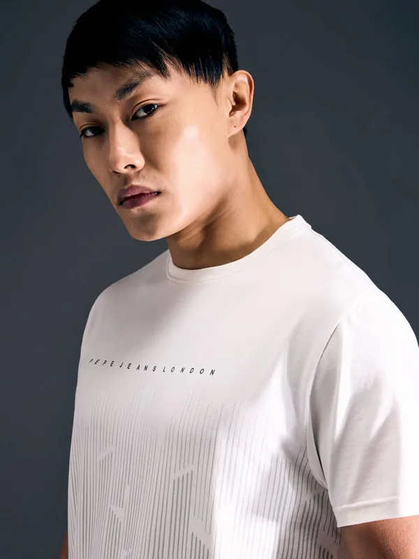 PEPE printed white cotton t-shirt for men