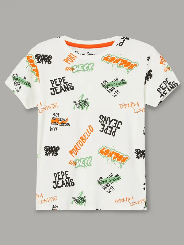 PEPE printed white cotton t-shirt in cottton