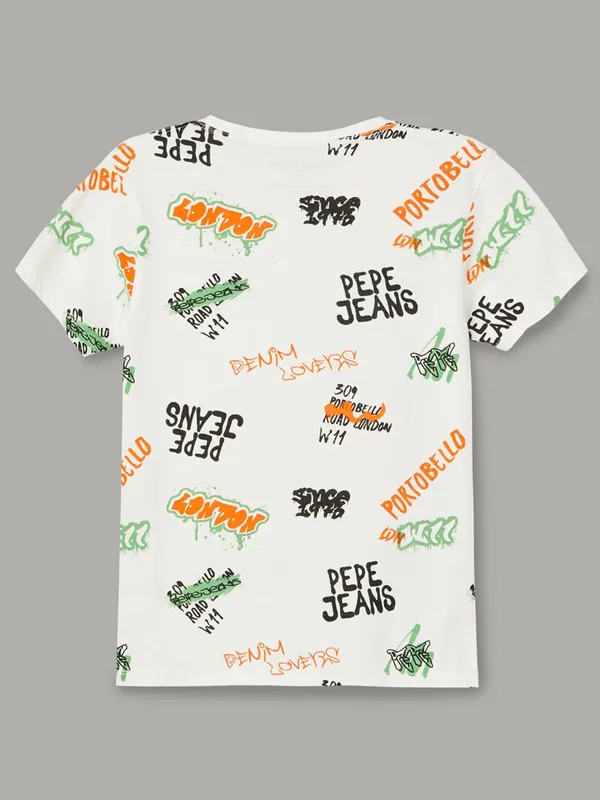 PEPE printed white cotton t-shirt in cottton