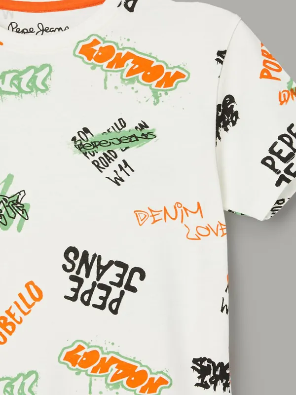PEPE printed white cotton t-shirt in cottton