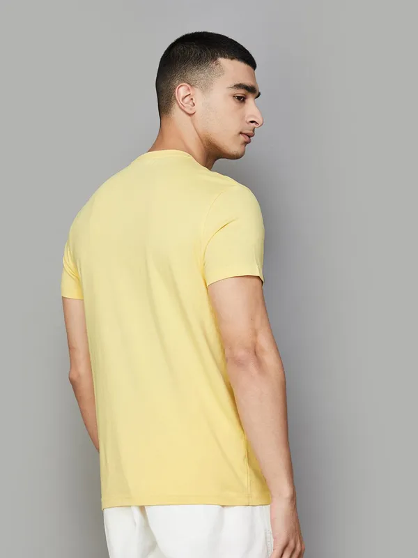 PEPE printed yellow cotton slim fit t-shirt