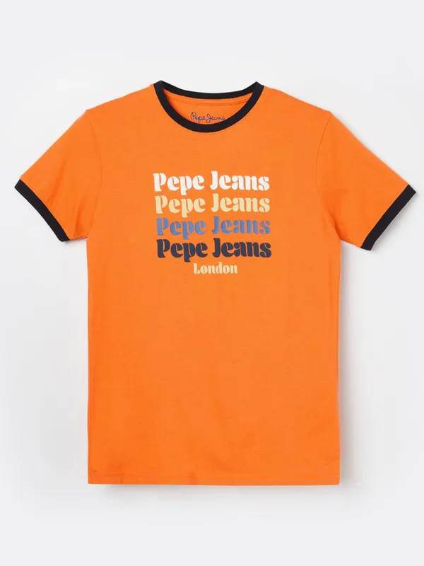 PEPE printed yellow t-shirt in cotton fabric