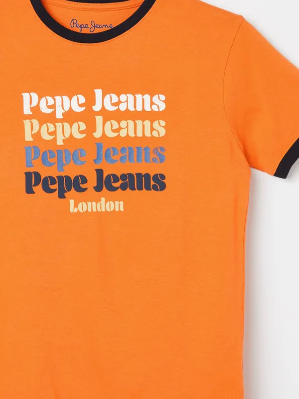 PEPE printed yellow t-shirt in cotton fabric
