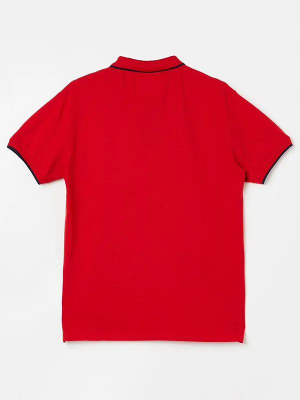 PEPE red cotton t-shirt with polo neck