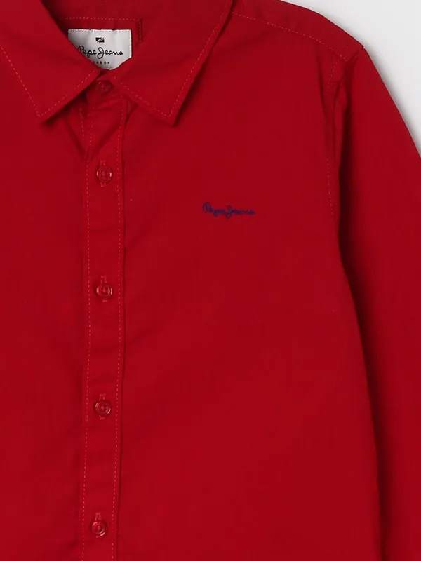 PEPE red plain cotton shirt