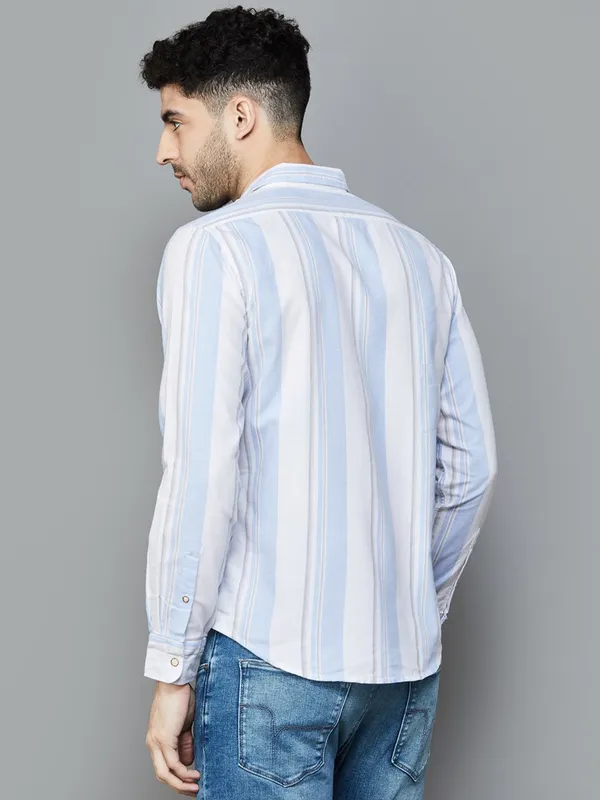 PEPE sky blue striped cotton casual shirt
