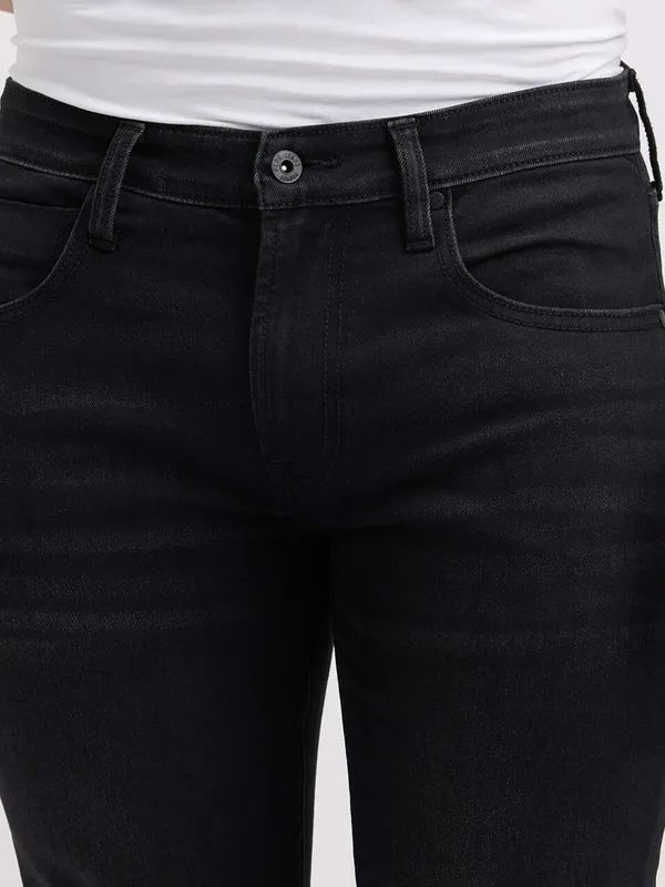 PEPE solid black slim fit mens denim jeans