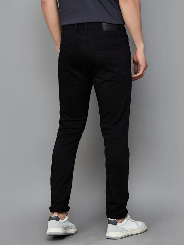 PEPE solid black slim taper fit mens denim jeans