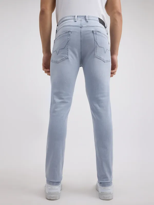 PEPE solid blue mens slim fit denim jeans