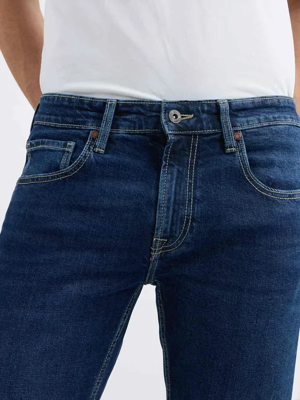 PEPE solid blue slim fit mens denim jeans