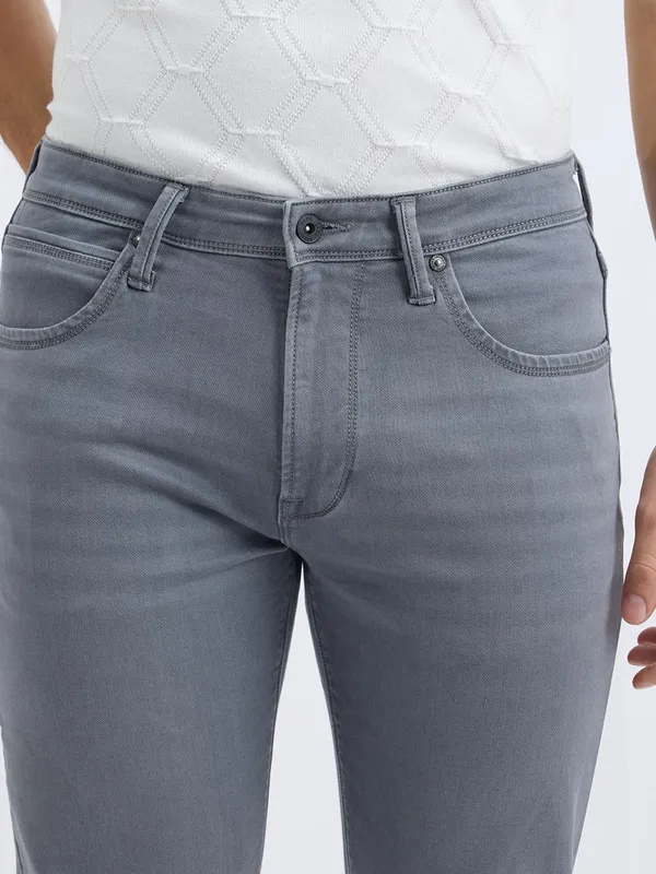 PEPE solid grey straight fit denim jeans