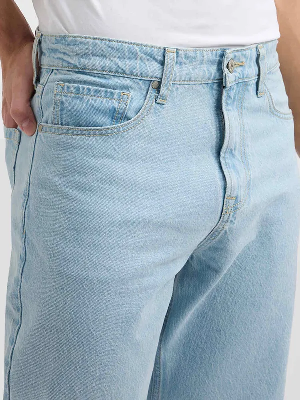 PEPE solid light blue relaxed fit denim jeans for men