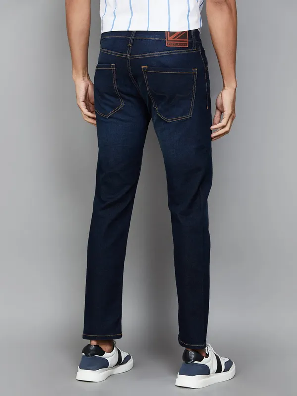 PEPE solid navy jeans in denim for men