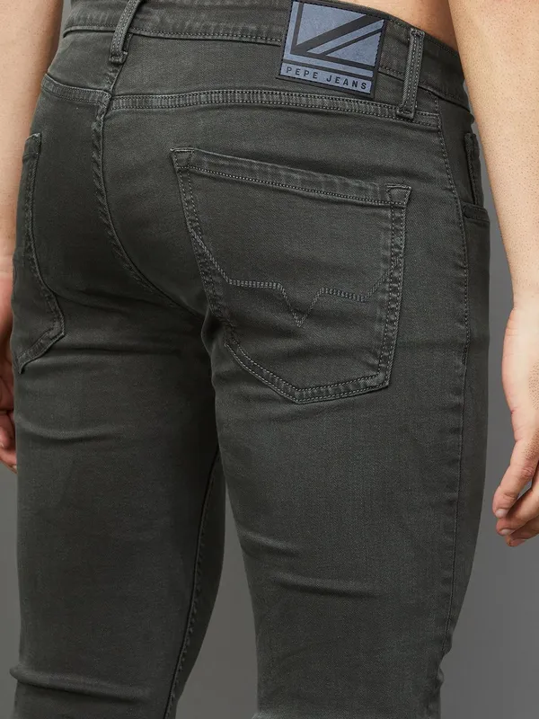 PEPE solid olive denim slim fit jeans