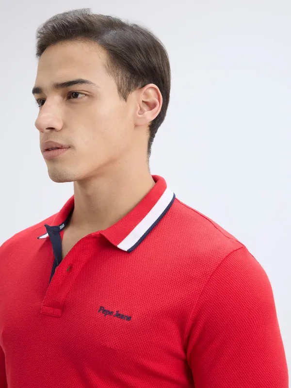 PEPE solid red classic polo t-shirt