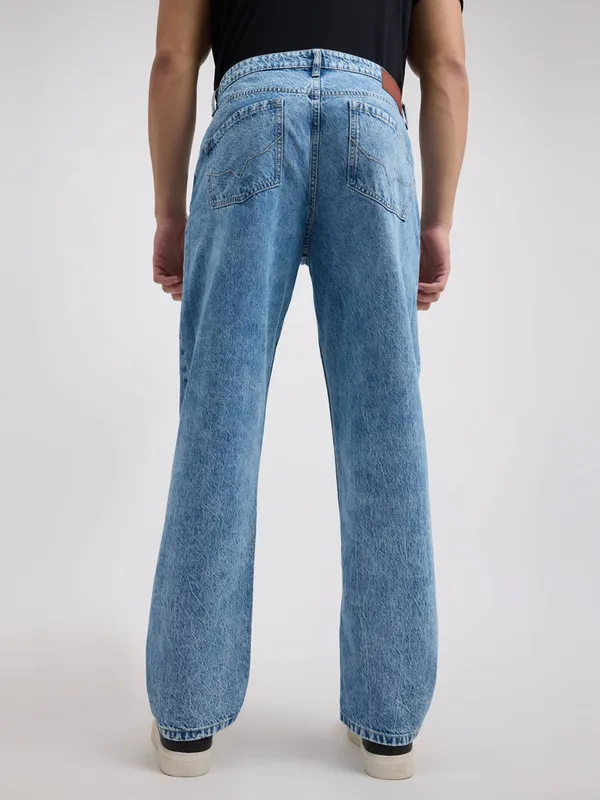 PEPE solid sky blue regular fit denim jeans