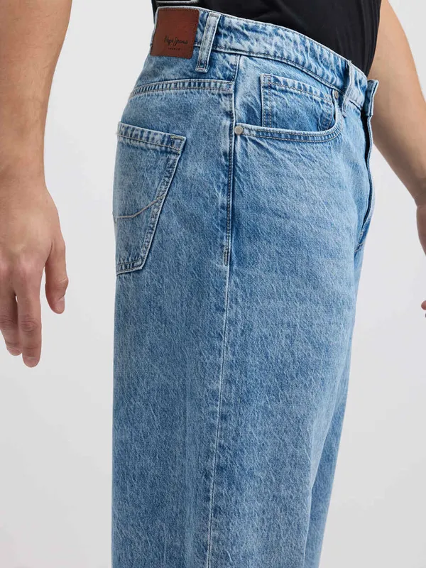 PEPE solid sky blue regular fit denim jeans