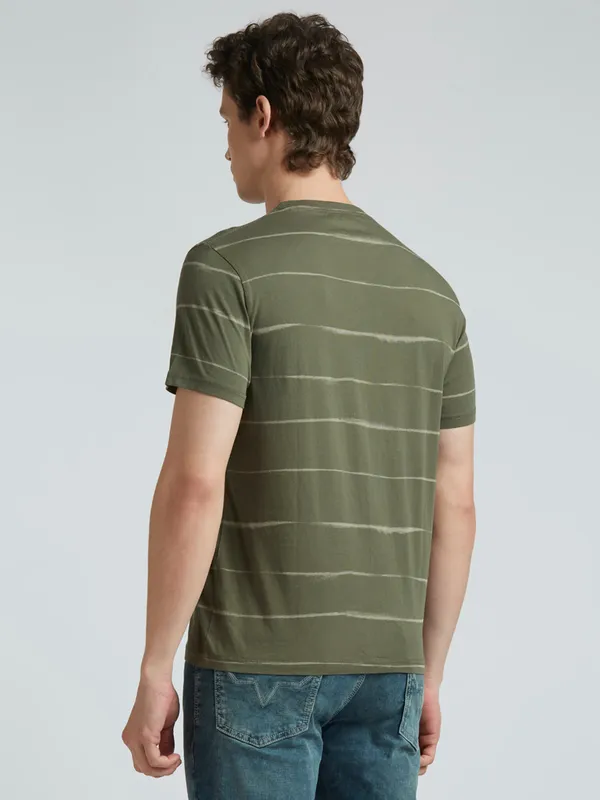 PEPE stripe pattern green cotton t-shirt