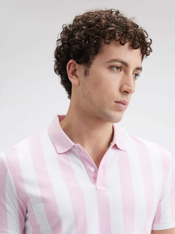 PEPE striped pink polo tshirt for men