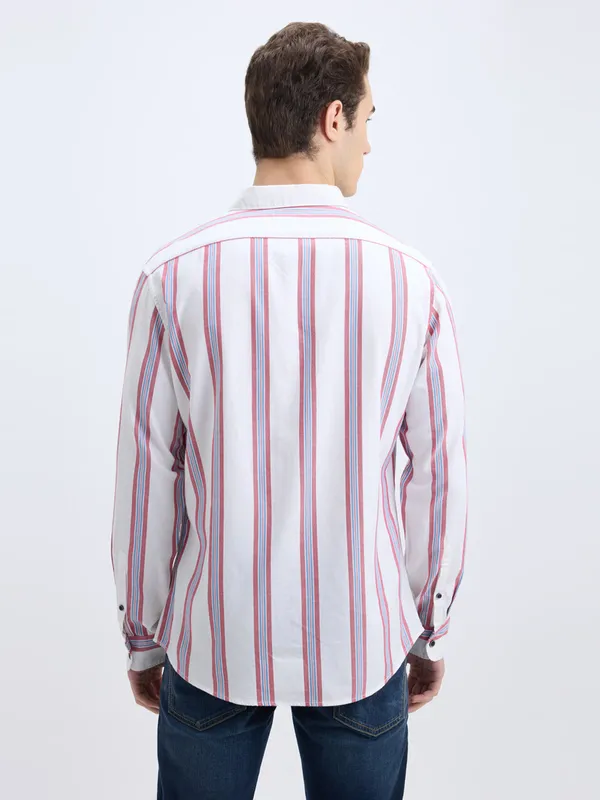 PEPE striped white and pink cotton casual shirt