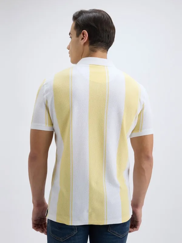 PEPE striped white and yellow polo t-shirt for men