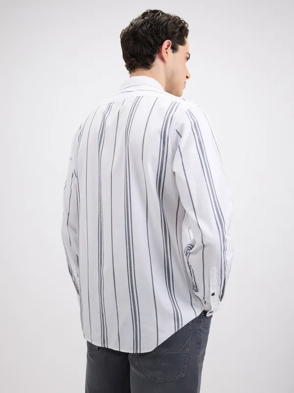 PEPE striped white casual wear shirt for men
