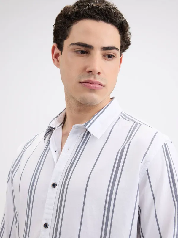 PEPE striped white casual wear shirt for men