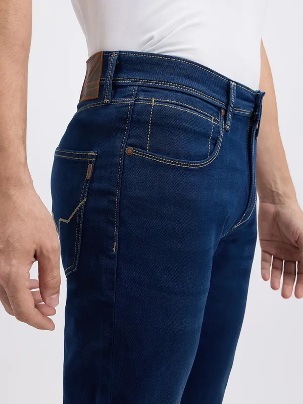 PEPE washed dark blue straight fit denim jeans