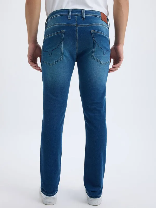 PEPE washed ocean blue slim fit denim for men