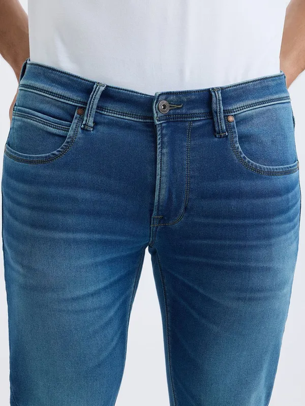 PEPE washed ocean blue slim fit denim for men