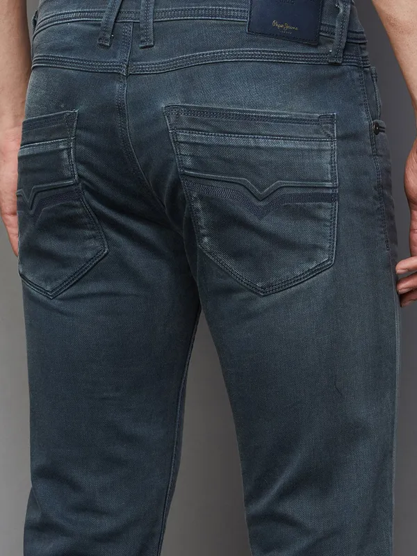 PEPE washed tint green slim fit denim jeans