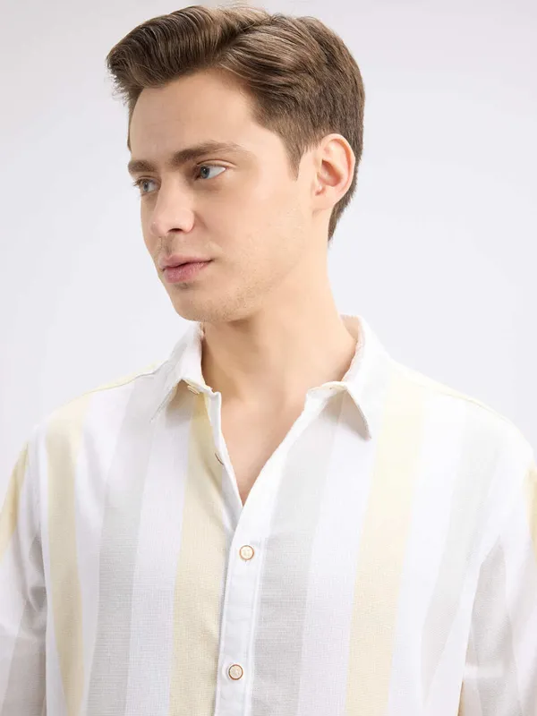 PEPE white and cream stripe cotton shirt