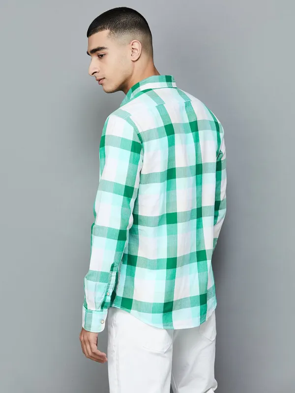 PEPE white and green check cotton shirt