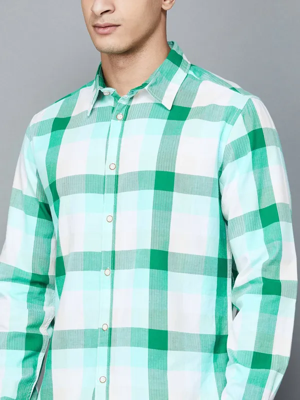 PEPE white and green check cotton shirt
