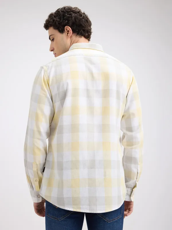 PEPE white check textured shirt