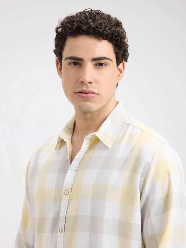 PEPE white check textured shirt
