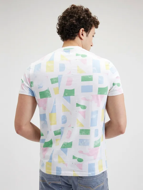 PEPE white printed cotton slim fit t-shirt for men