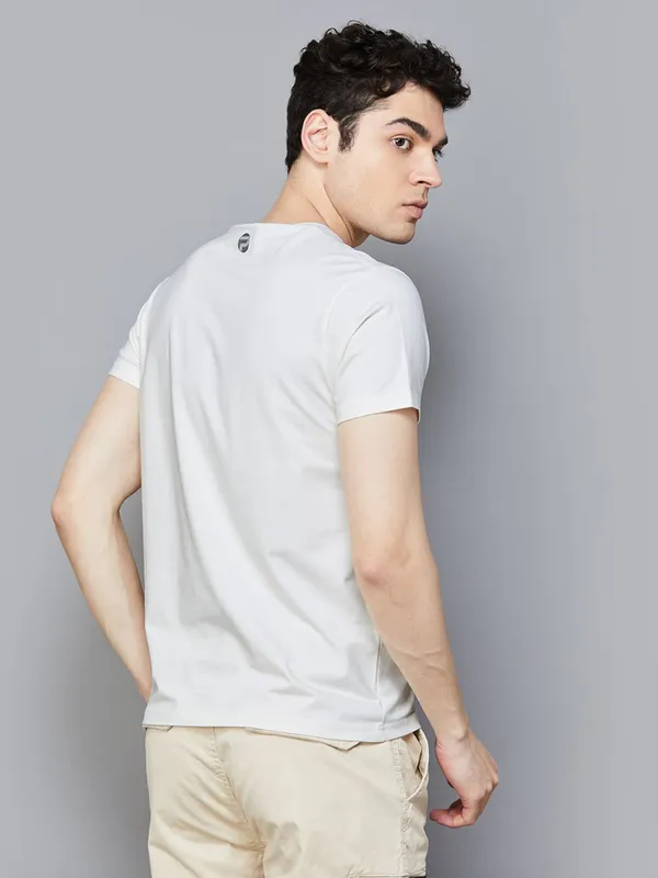 PEPE white printed mens slim fit t-shirt