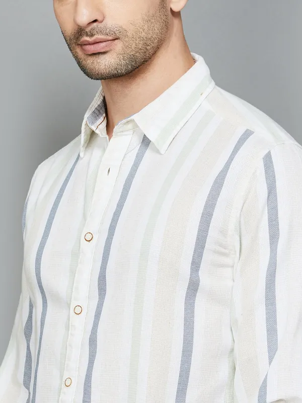 PEPE white striped cotton shirt for men