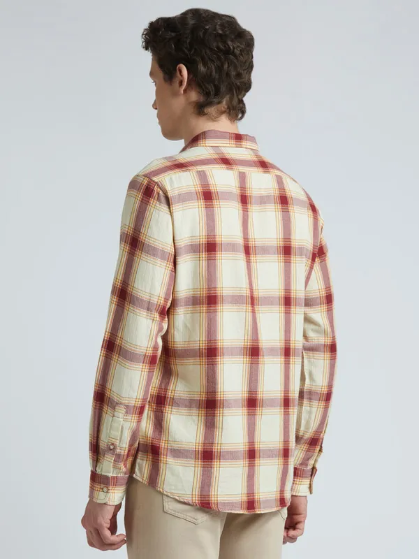 PEPE yellow and red checkered cotton shirt