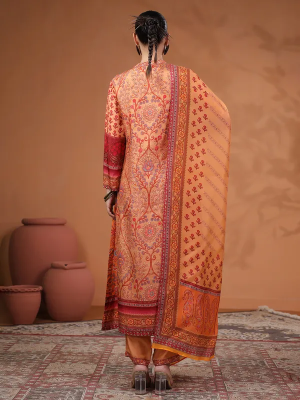 Persian orange kurti set with dupatta
