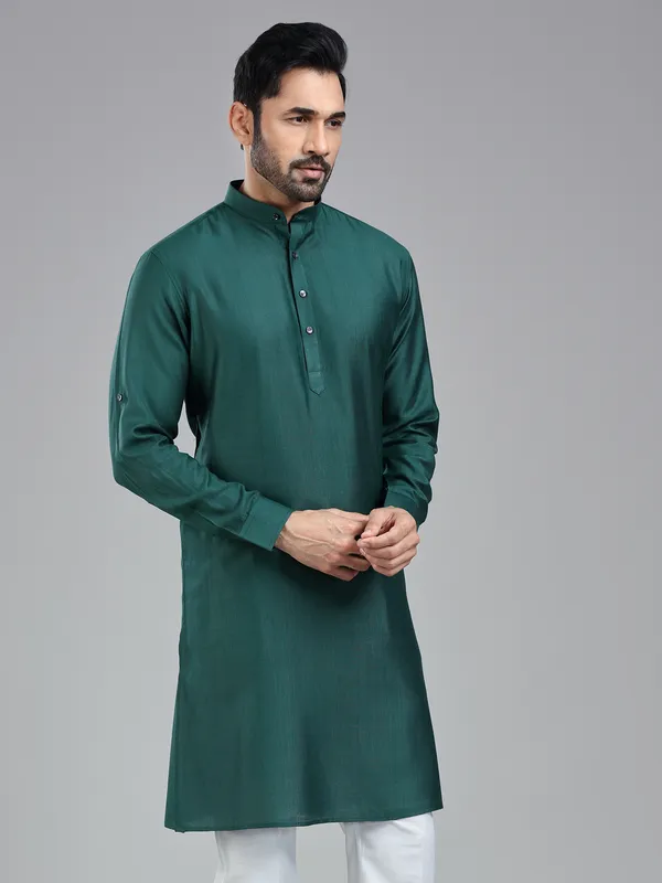 Pine green sober stylish kurta for men