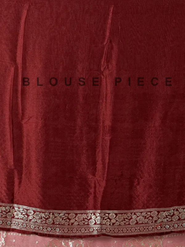 Pink and maroon dola silk wedding saree