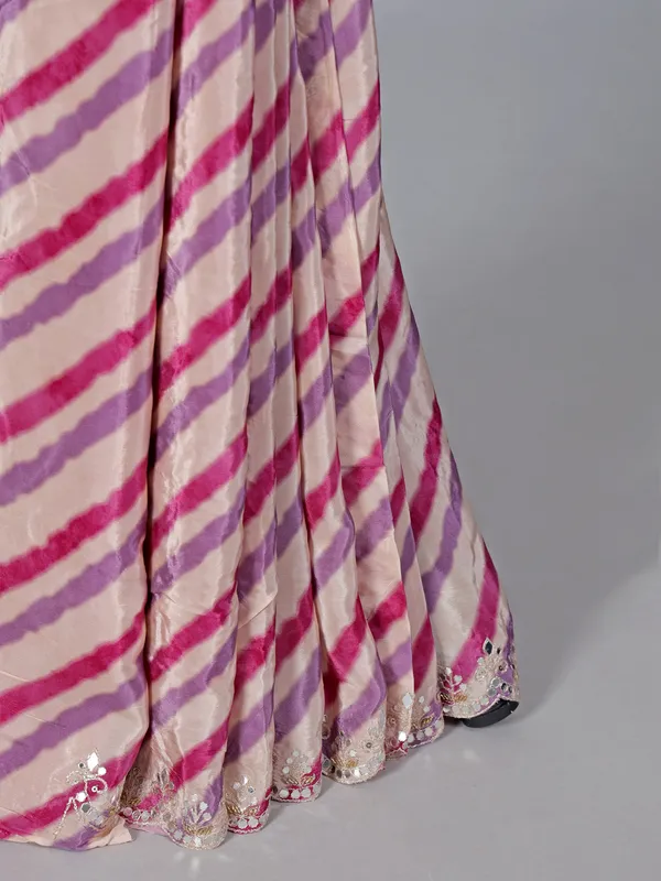 Pink and purple crepe silk festive saree